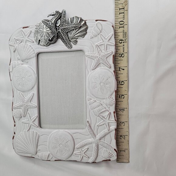 Coastal Ceramic Seashell Starfish Seahorse Photo Frame 4x6 Beach Decor - Picture 11 of 15